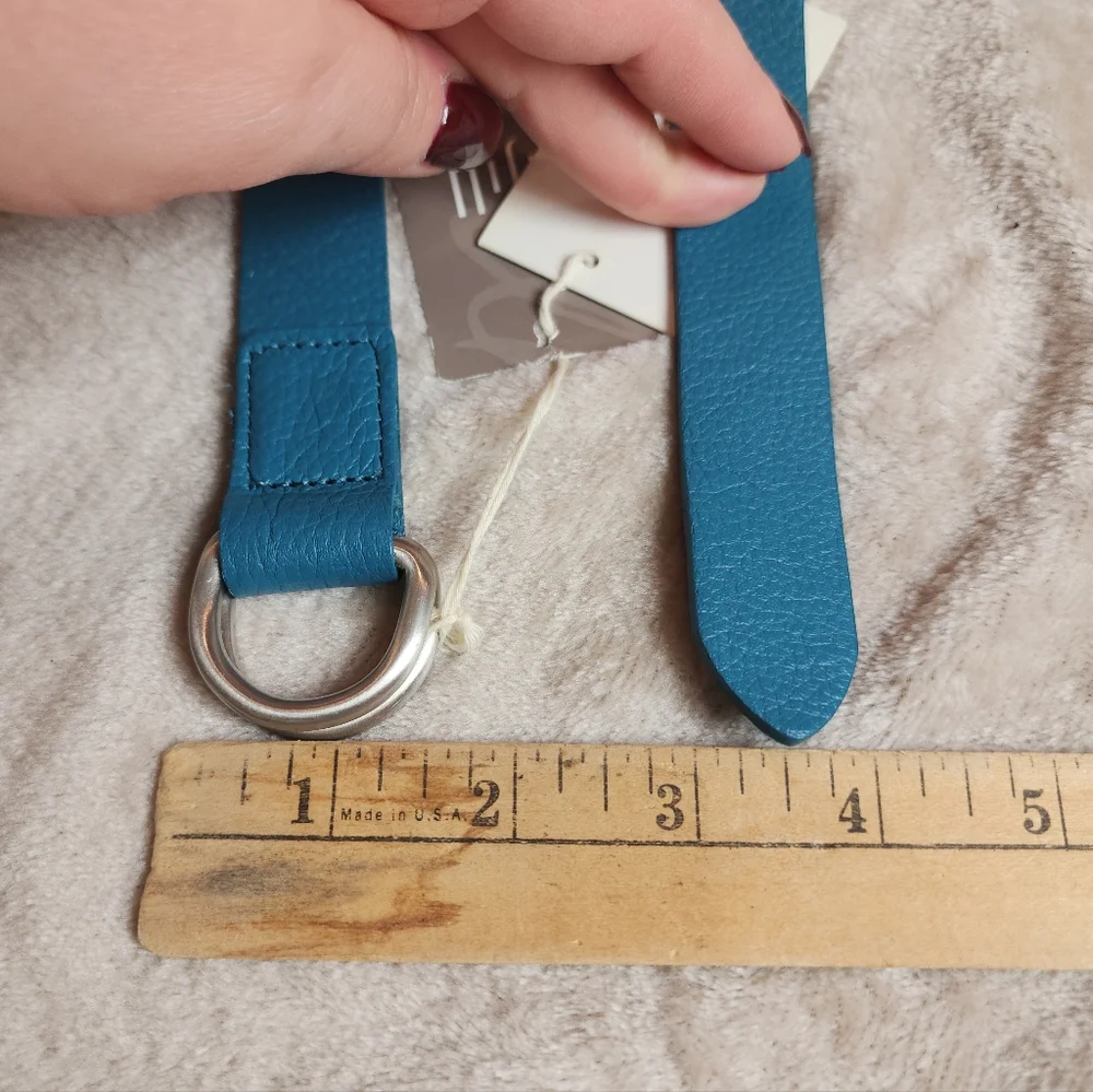 NWT J. Jill Genuine Leather Green Blue Teal D-ring Belt‎ 46
